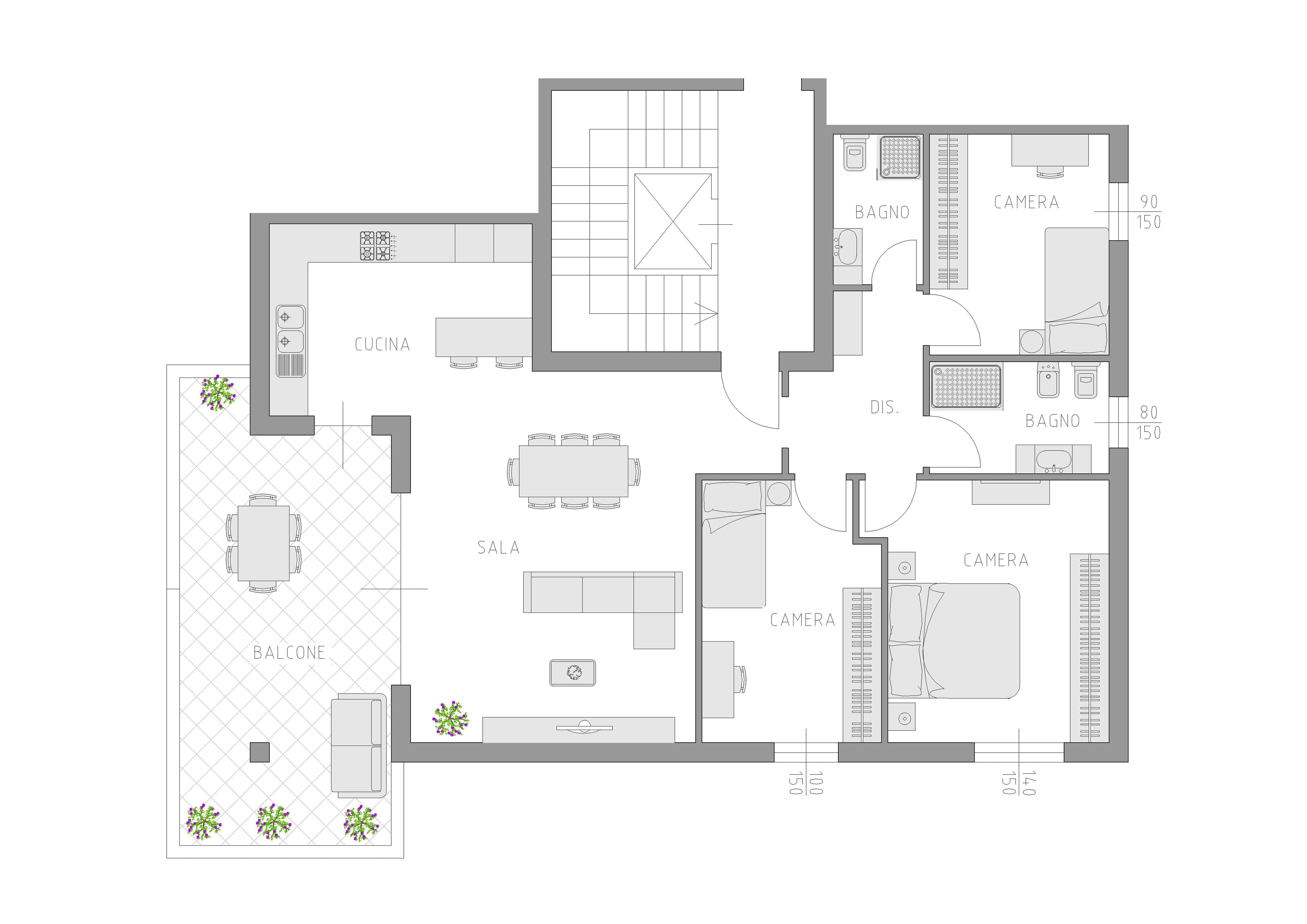 Planimetria ridisegnata in AutoCAD
