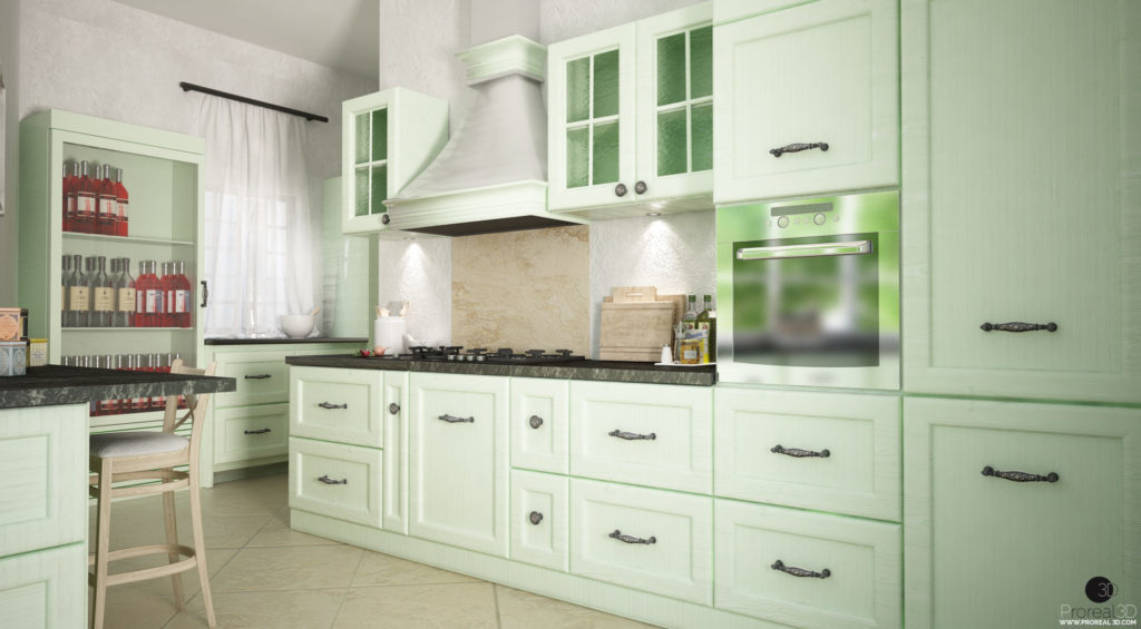 Rendering depandance 3d cucina villa