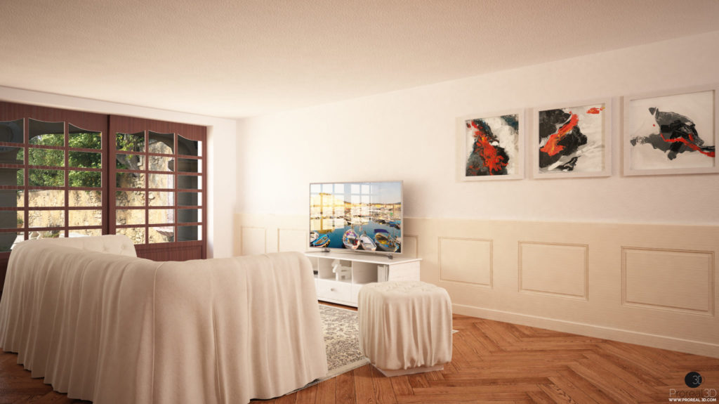 Rendering depandance 3d interno villa