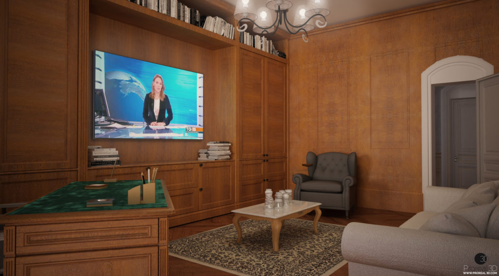 Rendering 3d studio interno villa