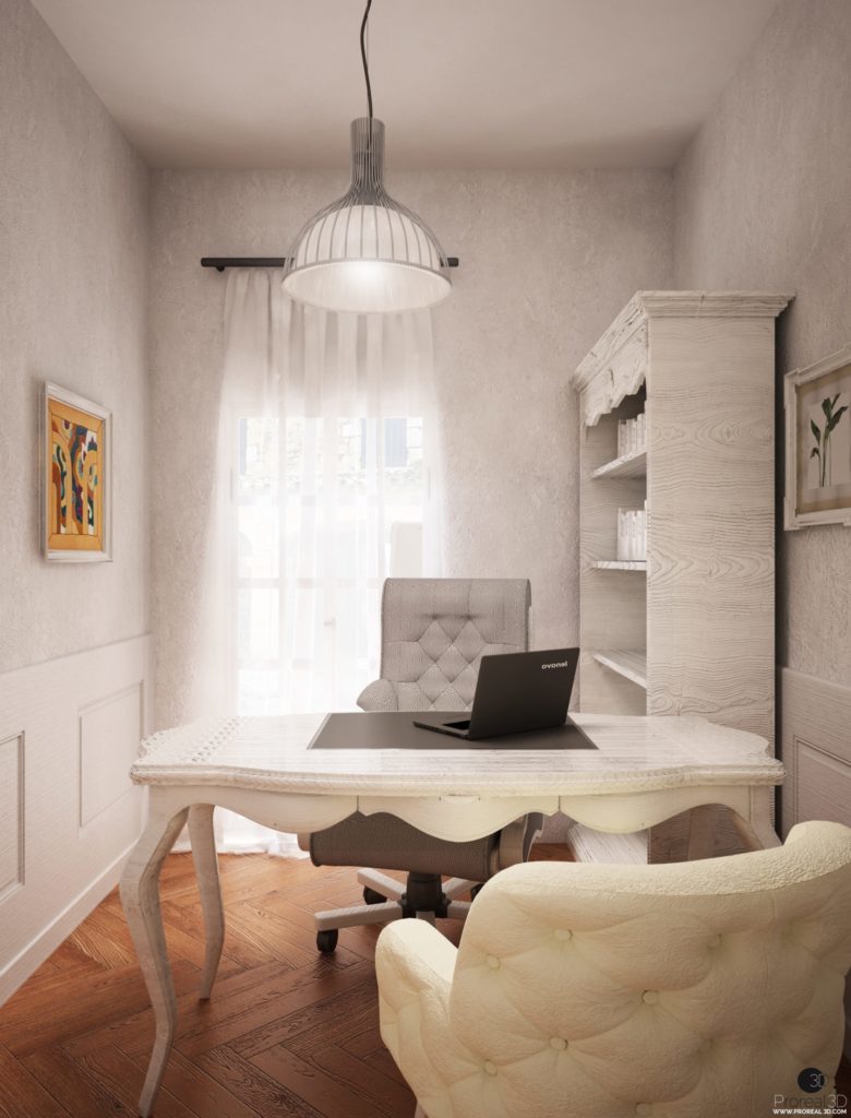 Rendering sala 3d interno villa