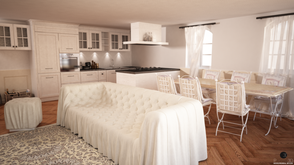 Rendering depandance 3d interno villa