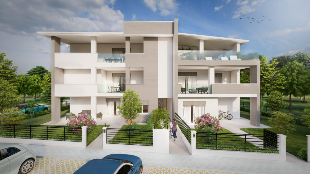 Rendering 3D di Esterni - Condominio a Nonantola(Mo)